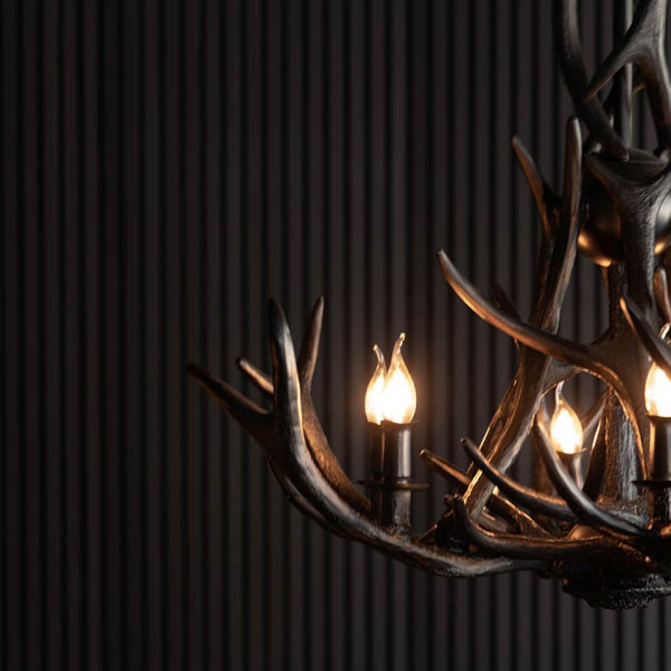 Antler 6-Light Small Chandelier Black 68cm