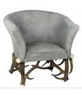 Deer Antler Leather Armchair Grey