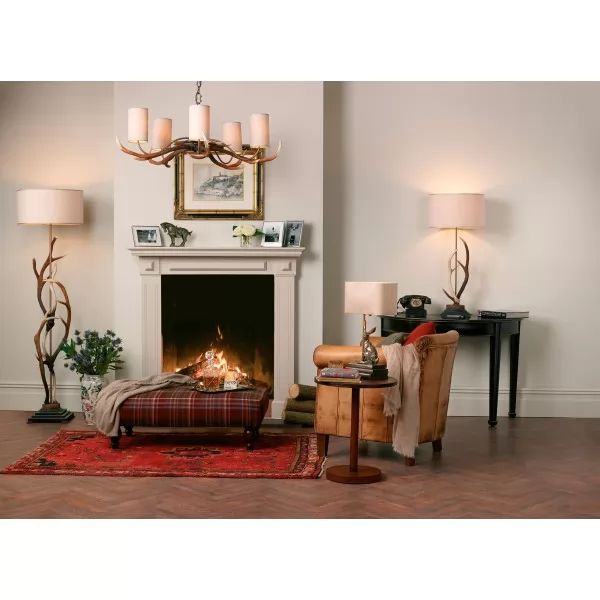 Antler Floor Lamp rustic brown 165cm complete with Shade