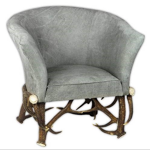 Deer Antler Leather Armchair Grey