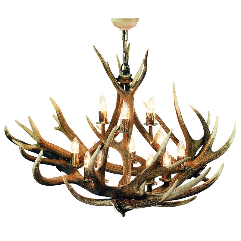 Hjorthorn takkrona 9 ljus 95 cm